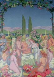 In Gegenwart der Götter, Jupiter gewährt Psyche Unsterblichkeit und feiert ihre Hochzeit mit Amor, 1908