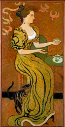 Dame am Teetisch