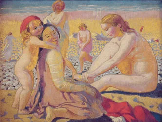 Am Strand mit rotem Hut