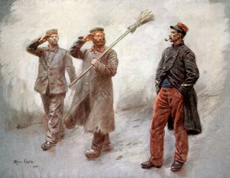 Im deutschen Gefangenenlager in Dinan (Bretagne, Frankreich), Zeichnung von Maurice Orange