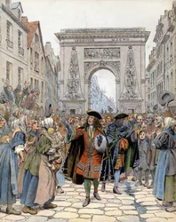 An der Porte Saint-Denis in Paris, der Marschall von Boufflers (Louis François de Boufflers)