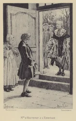 Madame de Houtetout in der Einsiedelei (Gravur)