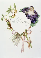Mars „La Chanson du mois“ von Jérôme Doucet, Illustration - Maurice Leloir, ed. Reims 1904. L. Michaud