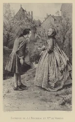 Treffen von Jean-Jacques Rousseau und Madame de Warens (Gravur)