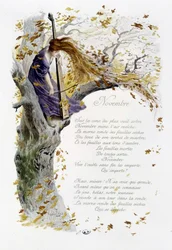 November „Das Lied des Monats“ von Jérôme Doucet, Illustration - Maurice Leloir, ed. Reims 1904. L. Michaud