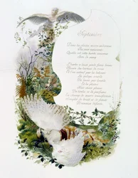 September „La Chanson du mois“ von Jérôme Doucet, Illustration - Maurice Leloir, ed. Reims 1904. L. Michaud