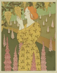Cytises und Digitales - Frau mit Glyzinien und Fingerhüten