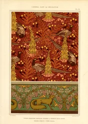 Oberflächenmuster mit Fasanen und Weinrand