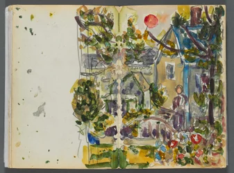 Skizzenbuch - The Granite Shore Hotel, Rockport, Seite 158 & 159: Haus und Garten