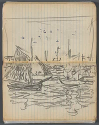 Skizzenbuch, Seite 056 & 57: Blick auf Segelboote