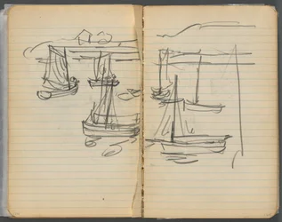 Skizzenbuch, Seite 124 & 125: Segelboote