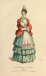 Kostüm für die Rolle der Madelon, um 1868 (Gravur)