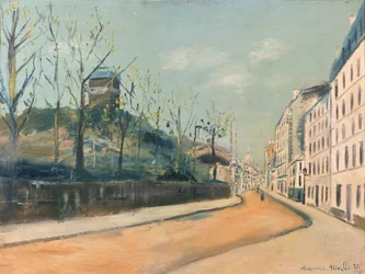 Rue Lepic, Montmartre, mit dem Moulin de la Galette und der Sacre Coeur