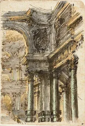 Architekturfantasie (recto); Architekturdetails (verso)