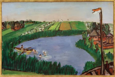 Holländische Landschaft mit Badenden