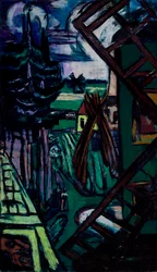 Große Laren-Landschaft mit Windmühle