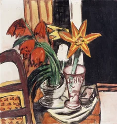 Rote Tulpen und Feuerlilien