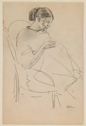 Studie einer Frau beim Nähen