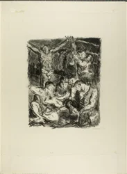 Würfeln vor dem Kreuz, Platte sechs aus Sechs Lithographien zum Neuen Testament