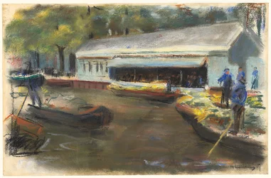 Gemüsemarkt in Delft, 1907