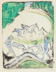 Der Tanz (Tanzende und Badende am Waldteich)