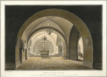 Innenraum der Grabeskirche am Ort von Golgatha, 1821