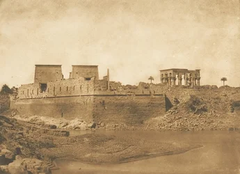 Gesamtansicht der Insel Philae, von der Südspitze der Insel Begueh, 1849-50