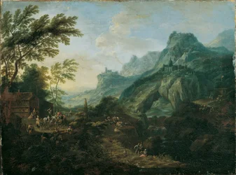 Ideale Berglandschaft mit Gehöft
