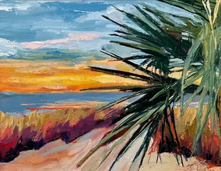 Tropischer Strandsonnenuntergang
