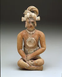 Sitzender bärtiger Mann, Späte Klassische Periode, ca. 600-900