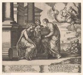 Psyche wird von ihren Schwestern besucht (Geschichte von Amor und Psyche)