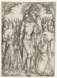 Anbetung der Heiligen Dreifaltigkeit durch Maria, Johannes den Evangelisten und Engel