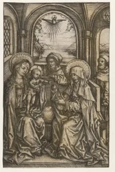 Die Heilige Familie in einem gewölbten Raum