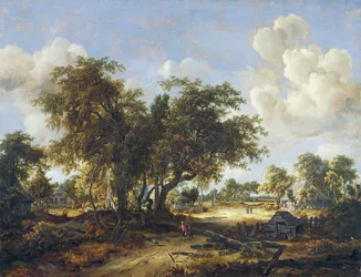 Waldlandschaft mit Hütten, 1665