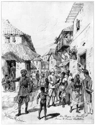 Haus-zu-Haus-Besuch während der Pest in Bombay, Indien, 1898