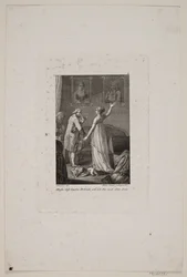 Illustration mit Dame und Herr vor zwei Porträts