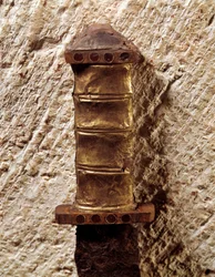 Merowingische Kunst: Speergriff, 6. Jahrhundert. Gallien, Nationalmuseum für Archäologie von Saint Germain en Laye