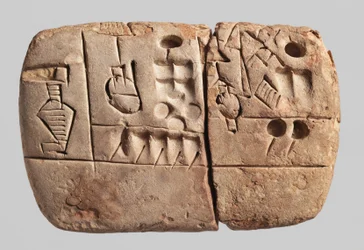 Frühe piktografische Keilschrifttafel, Mesopotamien, Uruk, ca. 3100-2900 v. Chr.