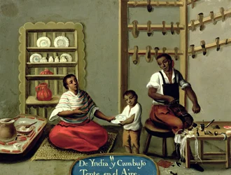 Ein schwarzer Mann und seine amerikanische Indianerfrau, aus einer Serie über Mischehen in Mexiko