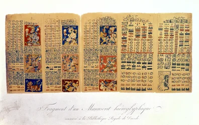 Kopie eines Fragments des Dresdner Kodex, das Maya-Astronomieberechnungen zeigt