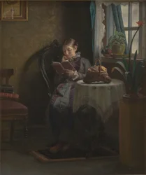 Die Frau des Künstlers beim Lesen