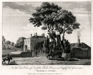 Nordostansicht von Sir John Elvils Haus auf Englefield Green bei Egham in Surry, 1775