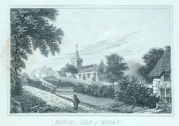 Niton Kirche, Isle of Wight, aus Michael Faradays Sammelalbum (Stich)