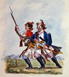 Kostüme der polnischen Armee nach 1700 (Farblithografie)
