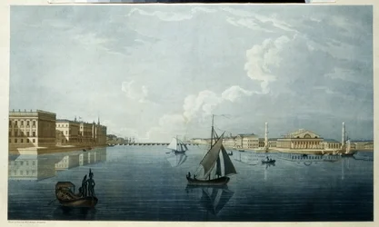 Die Börse und der Marmorpalast (oder Konstantinpalast) in Sankt Petersburg