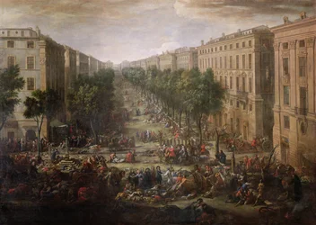 Ansicht des Cours Belsunce, Marseille, während der Pest von 1720, 1721