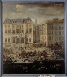 Blick auf das Rathaus von Marseille während der Pest von 1720