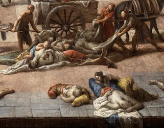 Ansicht des Rathauses (von Marseille) während der Pest von 1720