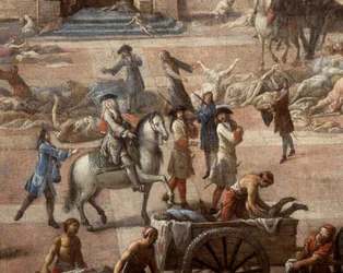 Blick auf das Rathaus (von Marseille) während der Pest von 1720