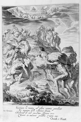 Der Versuch der Riesen, den Himmel zu erklimmen, indem sie Berge aufeinander stapeln, 1655